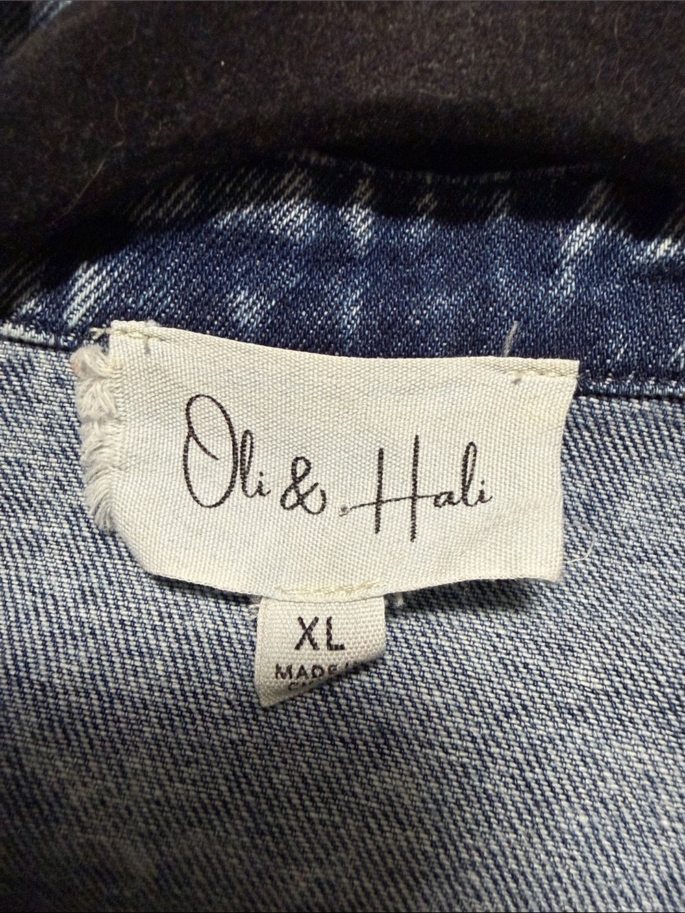 Oli & Hali Light Blue Denim Vest with Mixed Plaid - Picture 2 of 6